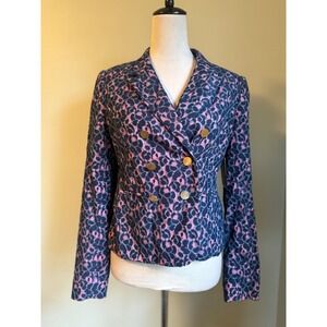 Juicy Couture Lace Blazer Navy Pink Double Breasted Jacket NWT 4 Preppy Y2K boho